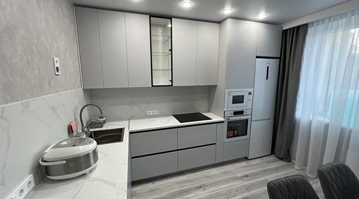 Кухня угловая минимализм — Серая